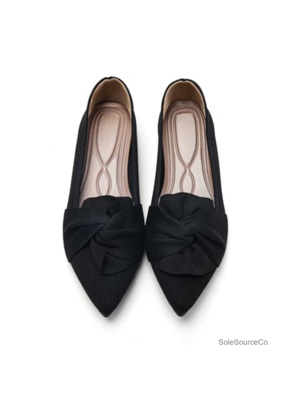 Knit Ballet Flats for Women Pointed Toe Slip-On Comfort Shoes